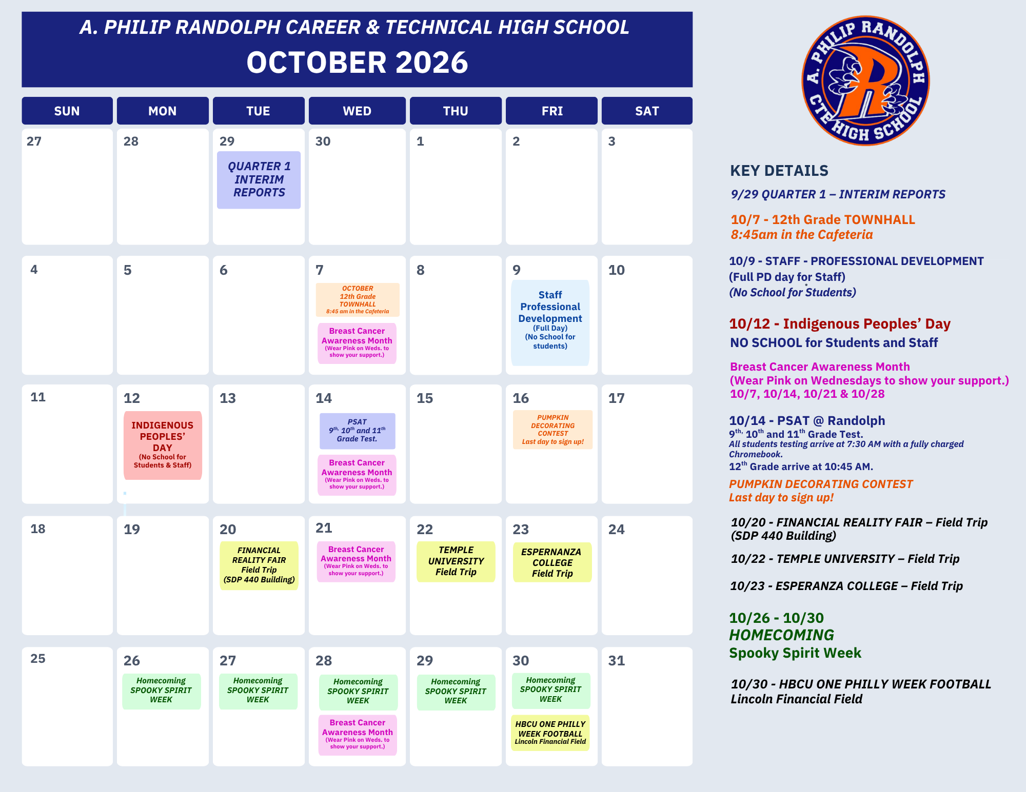 OCTOBER CALENDAR